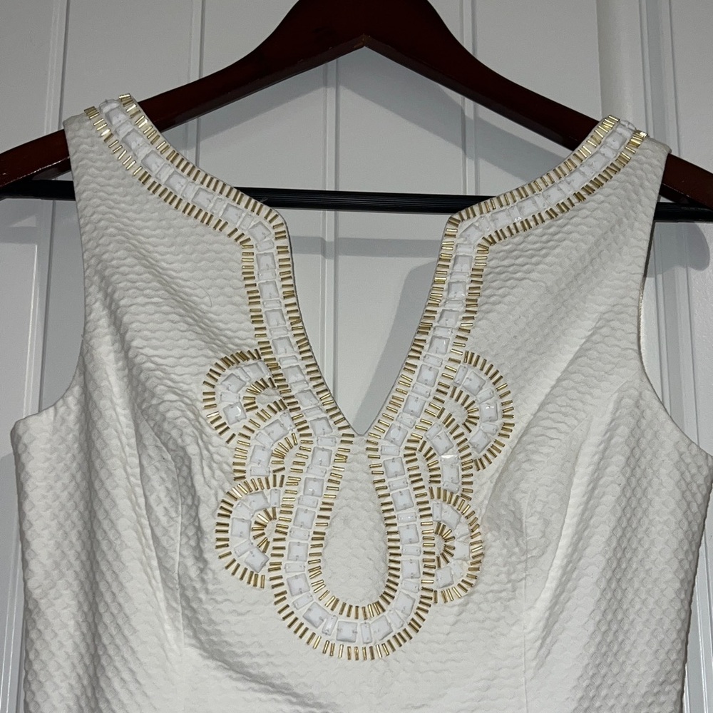 Lilly Pulitzer Janice Shift Dress -Resort White! Bridal, Engagement Party - Sz 2 - Picture 2 of 13